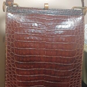 Brown Crocodile Texture Messenger Bag